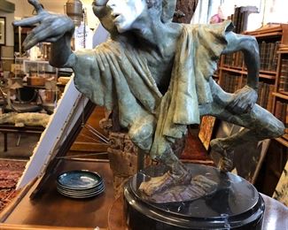 Richard MacDonald mime, 1990 bronze “La Fuite De Temps”