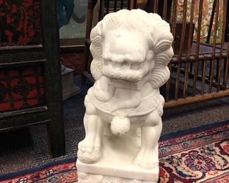 Pair of marble Fu dogs