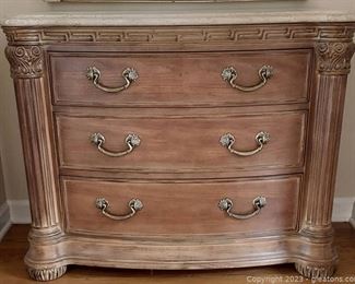 Exquisite Bernhardt 3 Drawer Bowfront Chest with Marble Top