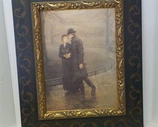 Gorgeous Print on Canvas of Victorian Couple Strolling Through a Park