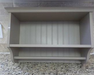 Handsome Warm Tan Colored Shelf Towel Hanger Unit for Wall