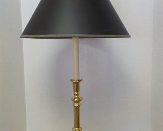 Nice Goldtone Candlestick Table Lamp with a Black Shade