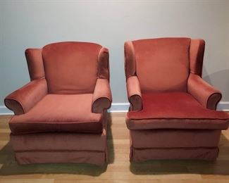 Pair of Nice Rust Colored Wing Back Chairs