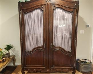 Antique Glass-front Wardrobe with shelving