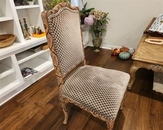 Faux Bois Chair with Upholstered Seat and Back