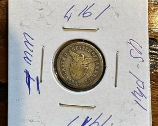 1917 WWI Philippines 10 Centavos Coin