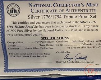National Collector's Mint Silver 1776/1794 Tribute Proof Set