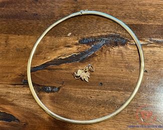14K GOLD Omega Necklace and 12K Black Hills GOLD Slide 