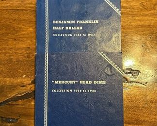 SILVER Walking Liberty Halves, SILVER Franklin Halves, and SILVER Mercury Dimes Partial Coin Books