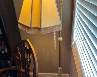 Antique Art Deco Bridge Arm Floor Lamp with Green Jadeite 