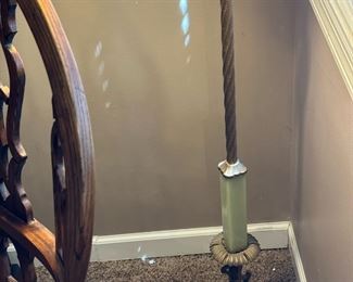Antique Art Deco Bridge Arm Floor Lamp with Green Jadeite 