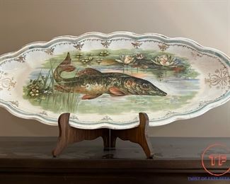 1800's Hand Painted Fish Serving Platter