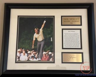 JACK NICKLAUS 1986 Masters Plaque with Engraved Autograph