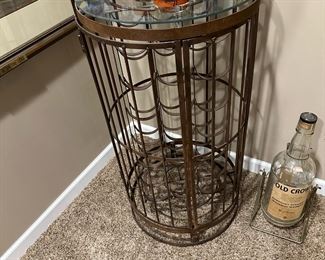 Vintage Wrought Iron Birdcage Wine Cabinet