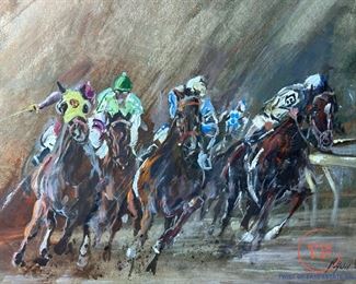 Original Oil on Canvas "Always Be On The Lead" Signed RYON '81