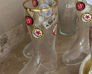 Vintage German Sasaki Gold Rimmed Boot Beer Glass