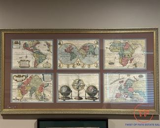Framed Antique World Maps