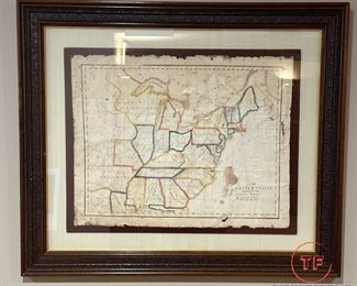 1824 Hand Drawn United States Map