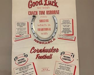 1973 "Good Luck Coach Tom Osborne" Husker Records Wall Display