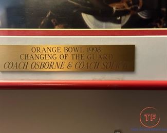 Coach Osborne and Coach Solich "Changing of the Guard" Framed Orange Bowl Photo
