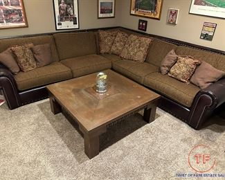 Robinson and Robinson Custom Leather and Fabric Sectional