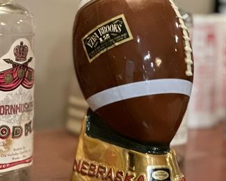 Vintage Go Big Red Ezra Brooks Football Decanter