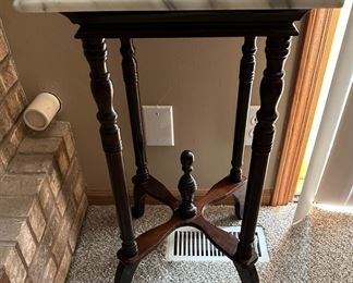 Mahogany Plant Stand with Marble Top