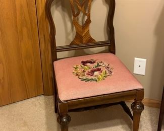 Antique Chippendale Style Chair with Needlepoint Cushion
