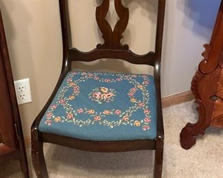 1940's Mahogany Karpen Chair with Needlepoint Cushion 