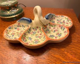 Hand Painted Swan Trinket Dish