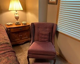 Vintage Wingback Chair with Ottoman