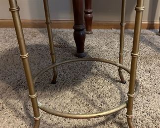 1950's Italian Style Stool with Faux Bamboo Brass Legs
