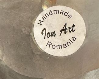 Signed ION TAMAIAN Romania Art Glass Vase