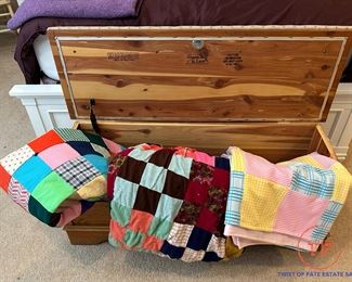 Vintage Lane Cedar Chest and Handmade Crazy Quilts
