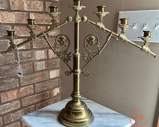 Antique Gothic Religious Folding Candelabra