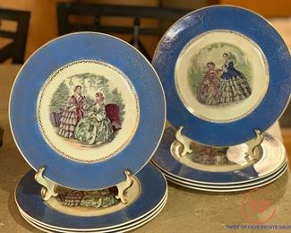 Vintage CENTURY By Salem Decorative Plates Cobalt Blue&nbsp;with&nbsp;23 Karat Gold