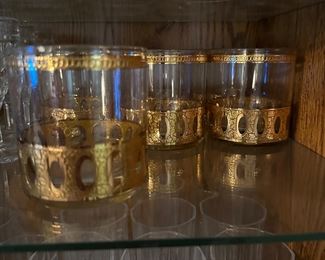 Rare Culver Pisa 22K Gold Crackle Lowball Glasses