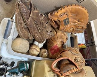 baseball gloves and balls