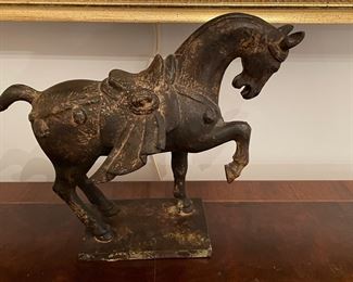 Vintage Cast Metal Horse. Measures 13" W x 10" H. Photo 1 of 2.