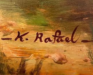 Untitled Equestrian Oil on Canvas. Signed K. Raphael. Measures 35" W x 23" H. Photo 2 of 2. 