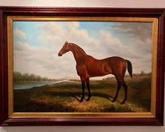 Untitled Equestrian Oil on Canvas. Signed K. Raphael. Measures 35" W x 23" H. Photo 1 of 2. 