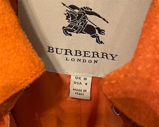 Vintage Burberry London Suedel Mid-Length Orange Trench Coat. US Size 8. Photo 2 of 2. 