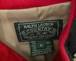 Vintage Ralph Lauren Country Red Wool Military Jacket. Photo 3 of 3. 