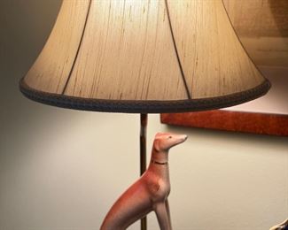 Pair of Antique Staffordshire Whippet / Greyhound Figurines Turned Table Lamps. Photo 1 of 3. 