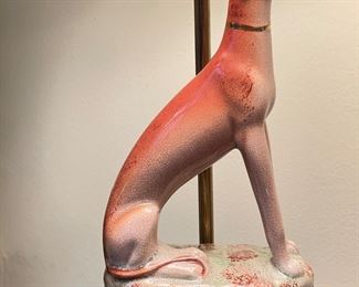 Pair of Antique Staffordshire Whippet / Greyhound Figurines Turned Table Lamps. Photo 2 of 3. 