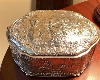 Small Wilcox Silverplate Repousse Jewelry Box. Photo 1 of 2. 