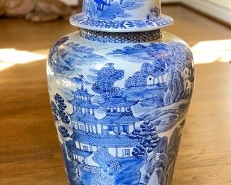 Pair of Antique Chinoiserie Ginger Jars on Rosewood Bases. Each Measures 18" H. Photo 2 of 7. 