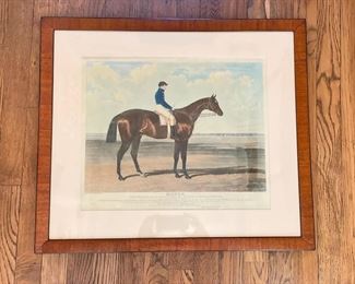 Set of 4 Antique Hand-Painted Etchings (Sold as Set or Individually). Mango - Winner of the Great St. Leger Stakes in 1837; Touchstone - Winner of the Great St. Leger Stakes in 1834, Don John - Winner of the Great St. Leger Stakes in 1838; Little Wonder - Winner of the Great St. Leger Stakes in 1840. Photo 4 of 7. 