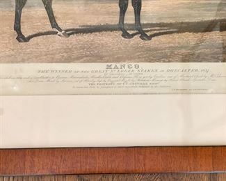 Set of 4 Antique Hand-Painted Etchings (Sold as Set or Individually). Mango - Winner of the Great St. Leger Stakes in 1837; Touchstone - Winner of the Great St. Leger Stakes in 1834, Don John - Winner of the Great St. Leger Stakes in 1838; Little Wonder - Winner of the Great St. Leger Stakes in 1840. Photo 4 of 7. 