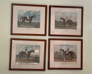 Set of 4 Antique Hand-Painted Etchings (Sold as Set or Individually). Mango - Winner of the Great St. Leger Stakes in 1837; Touchstone - Winner of the Great St. Leger Stakes in 1834, Don John - Winner of the Great St. Leger Stakes in 1838; Little Wonder - Winner of the Great St. Leger Stakes in 1840. Photo 1 of 7. 